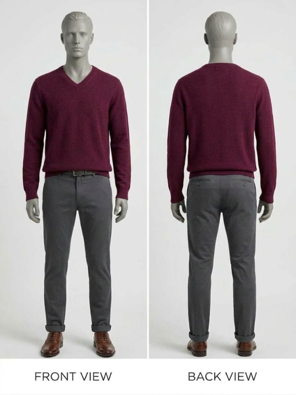 J.Crew Men's XL Maroon Quiet Luxury 100% Merino Wool V-Neck Pullover Sweater